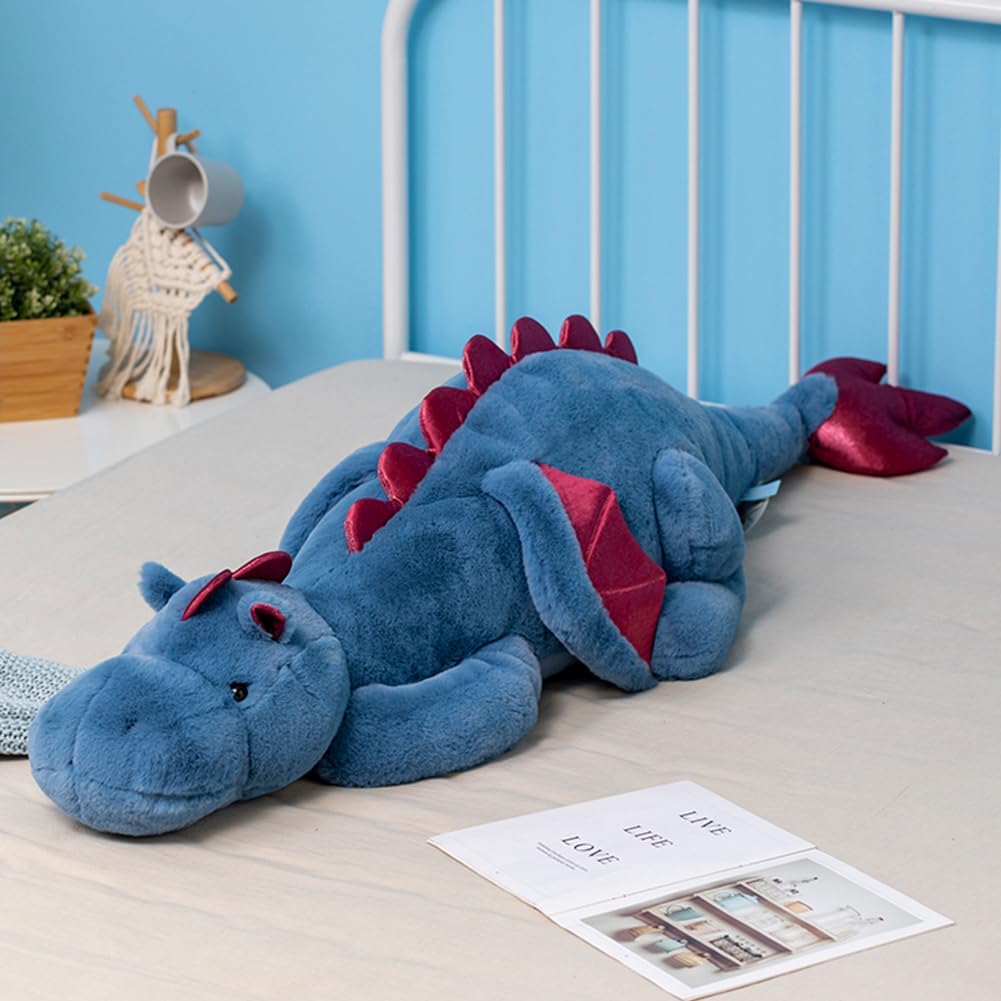 Weighted Stuffed Animals 10Lbs 35.4", Weighted Dragon Stuffed Animal for Kids and Adults, Heavy Weighted Stuffed Animals for Comfort and Relaxation. Blue, Pink, and Green Available