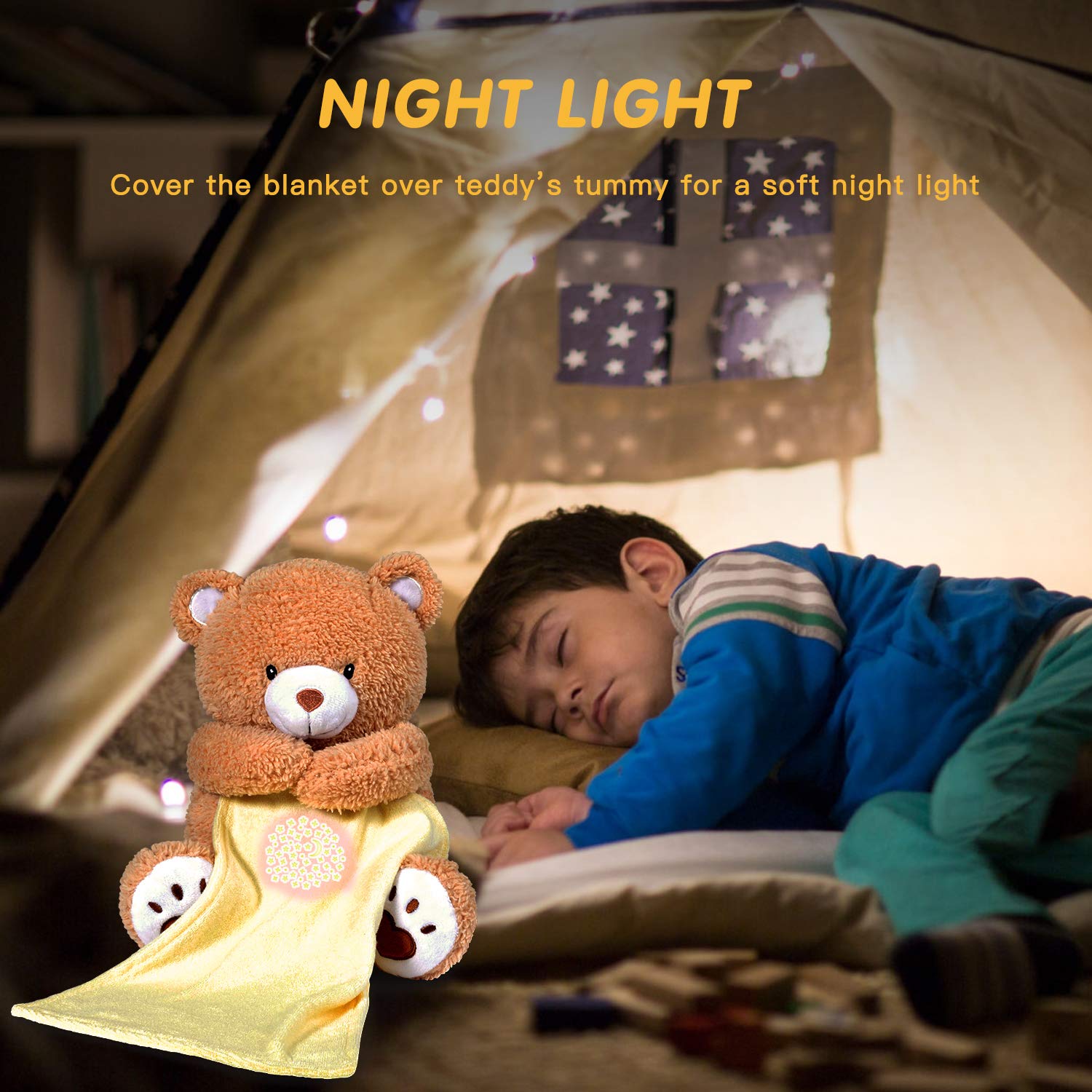 BEREST Baby Sleep Soother Bear, Mom's Heartbeat & Lullabies White Noise Machine, Nursery Decor Night Light Projector, Toddler Crib Sleeping Aid, Newborns Shower Gifts Portable Teddy - Image 4