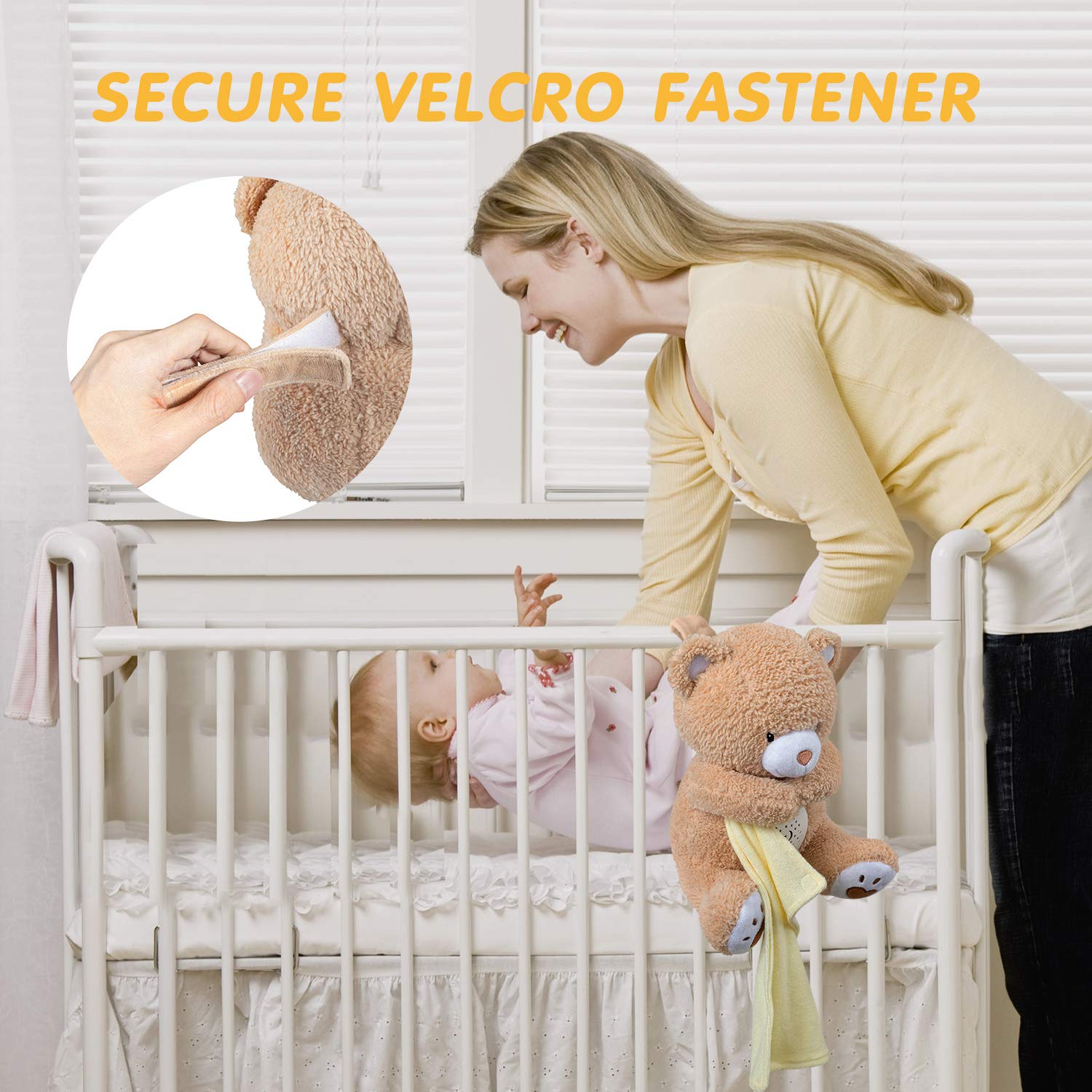 BEREST Baby Sleep Soother Bear, Mom's Heartbeat & Lullabies White Noise Machine, Nursery Decor Night Light Projector, Toddler Crib Sleeping Aid, Newborns Shower Gifts Portable Teddy - Image 5