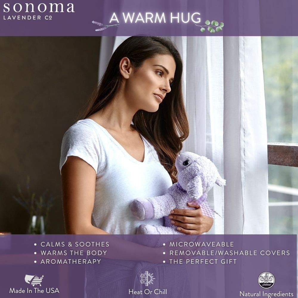 Sonoma Lavender Microwaveable Aromatherapy Pillow, Plush Bear, Lavender Scented with Removable Washable Cover, Lou The Lavender Bear - Image 2
