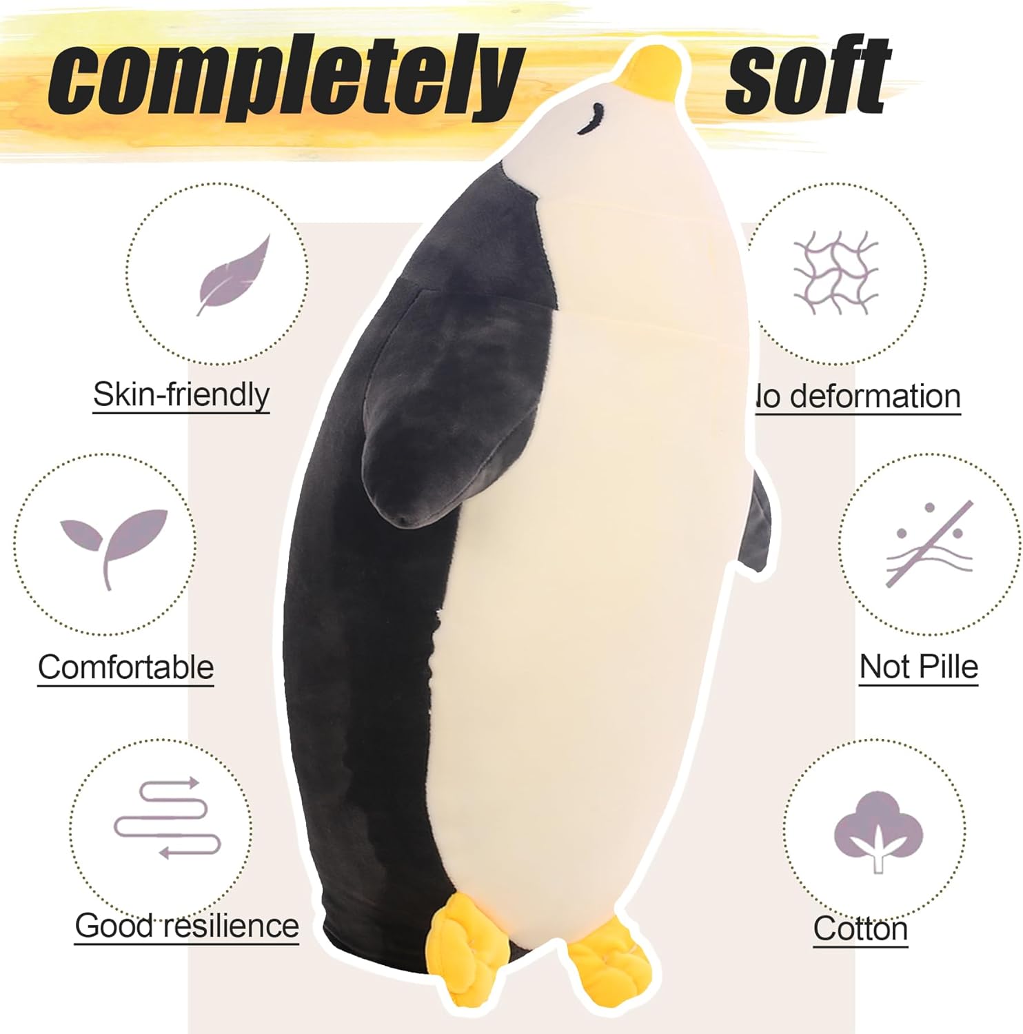 DENTRUN Penguin Stuffed Animals Bulk, Cute Penguin Plush Doll Play Toys for Kids Girls Boys Adults Birthday Xmas Halloween Present Adorable Soft Plushies, 12.20/18.11/22.44/25.98 Inchs, Blue, Black - Image 3
