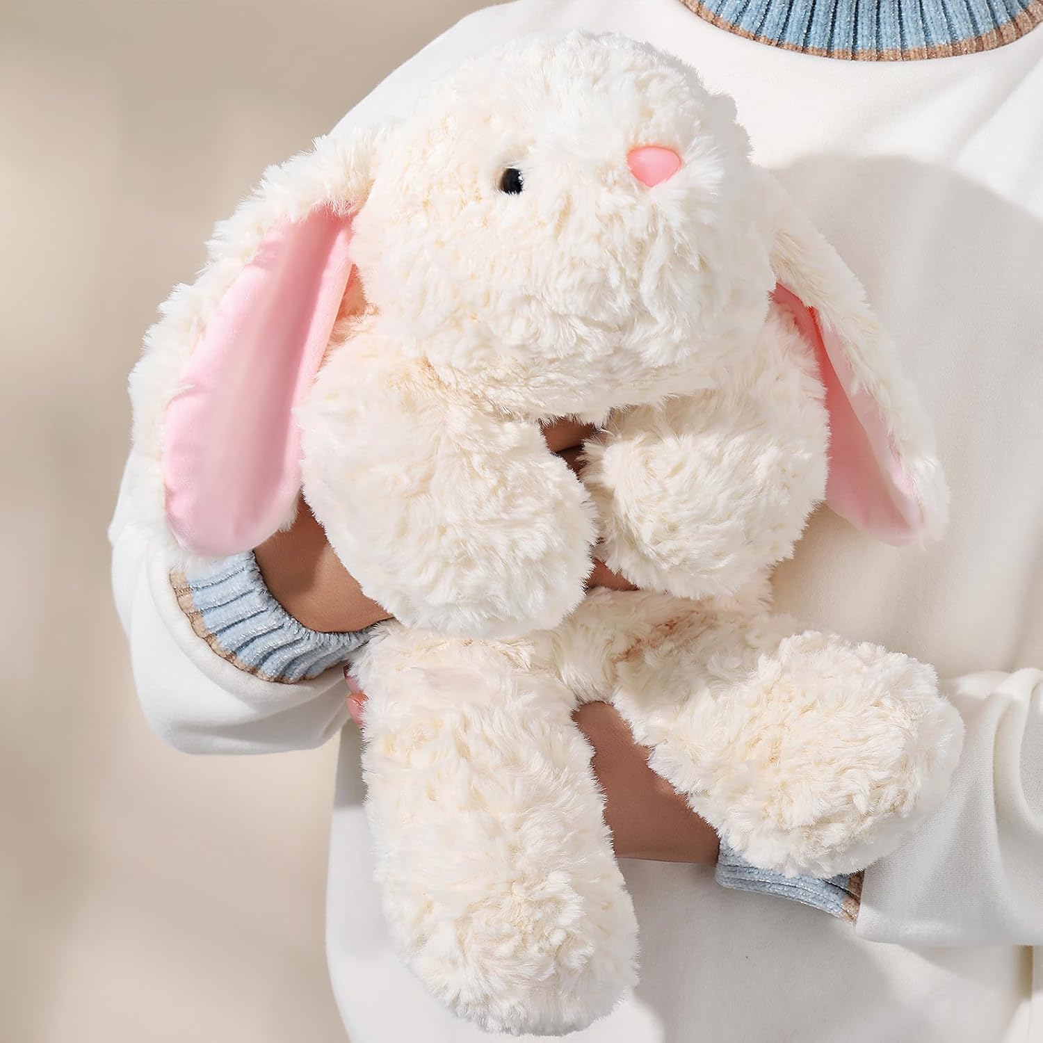 Soft Weighted Bunny Stuffed Animal 20.5" 2Lbs, Sturdy and Fluffy Beige Rabbit Plush Toy for Kids Cuddle, Cute Plushy Hugging Pillow Toy for Kids (20.5"x7.9"x5.9") - Image 3
