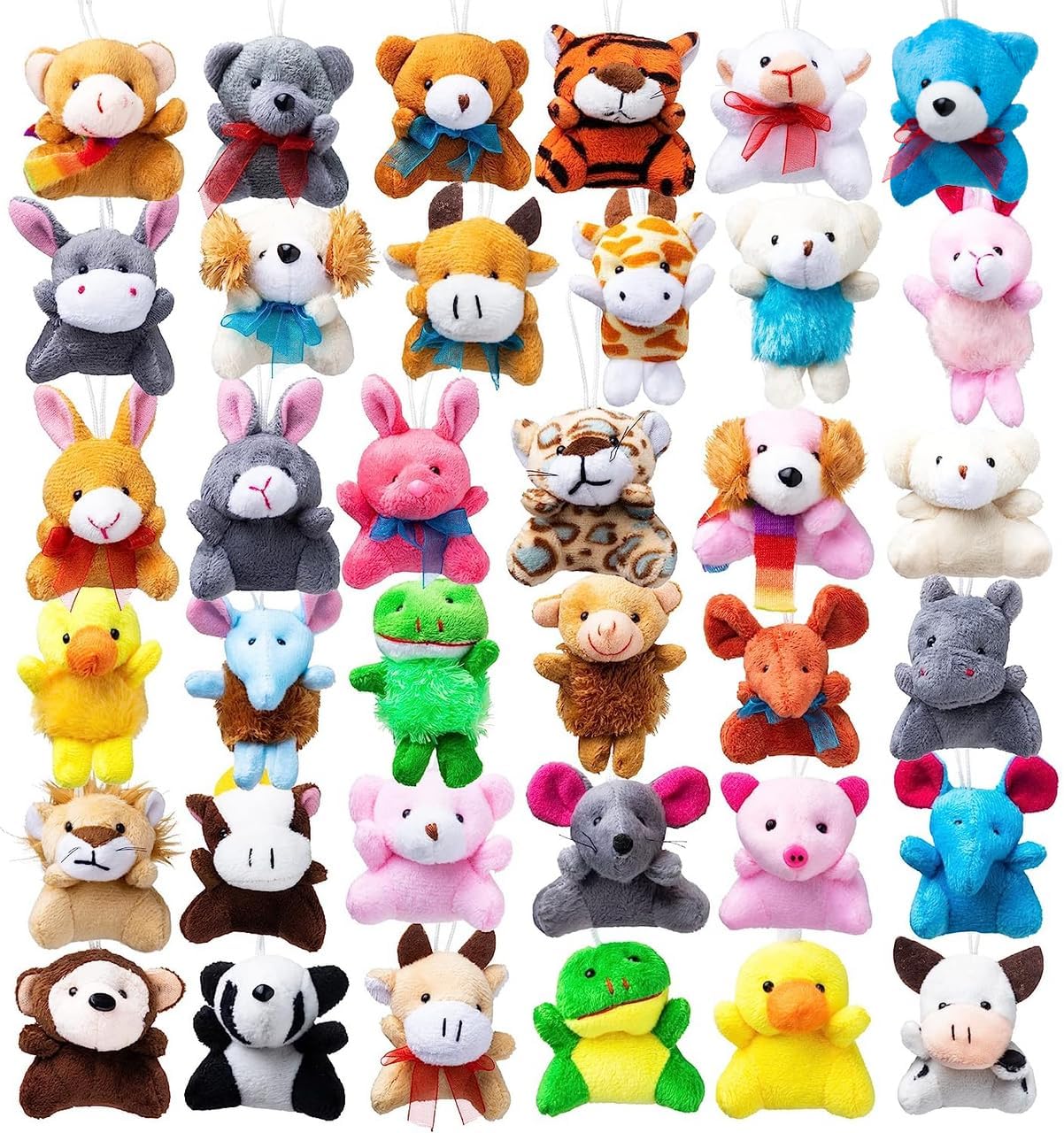 JOYIN 12 Pack Random Mini Animal Plush Toy Assortment (12 Units 3" Each),Bulk Stuffed Animals for Kids, Small Animals Plush Keychain Decoration, Carnival Prizes, Birthday Goodie Bags & Party Favors