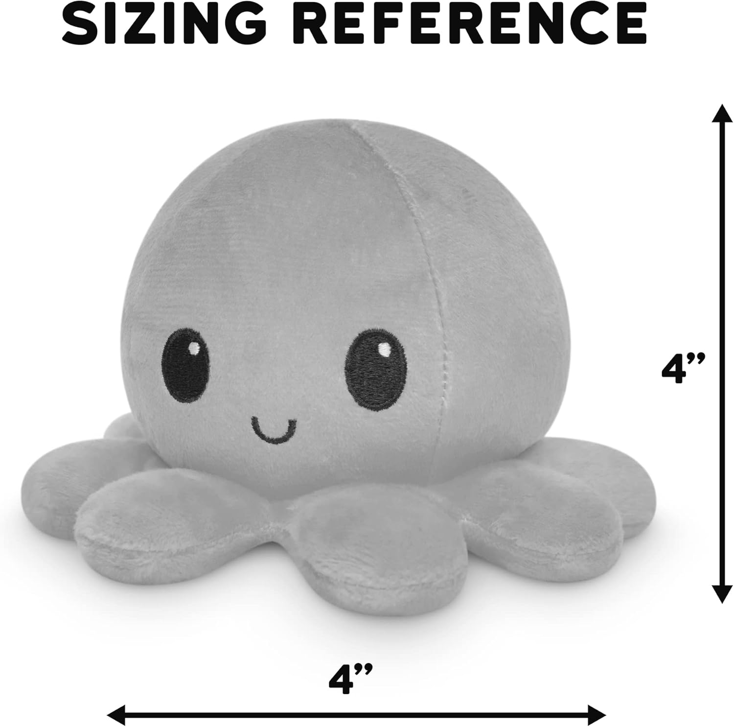 TeeTurtle Reversible Octopus Plushie - 4-Inch Angry Red + Rage Black Two-Sided Flip Plush Toy with Embroidered Details - Cute Mini Collectible Plush for Kids, Teens, and Adults - Image 3