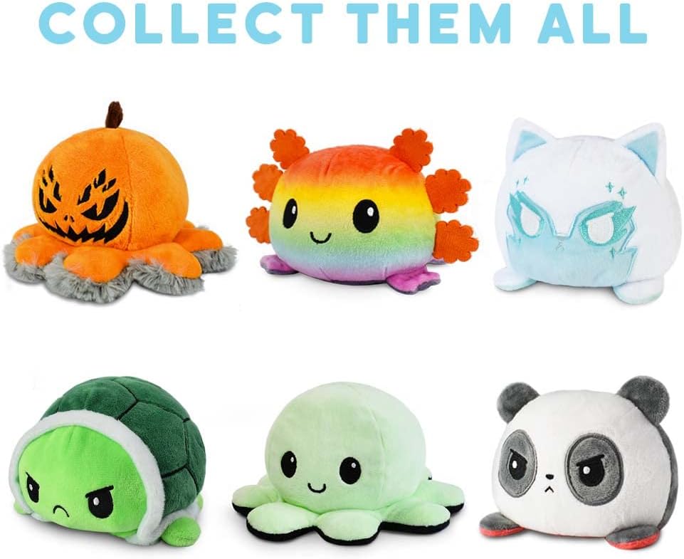 TeeTurtle - The Original Reversible Axolotl Plushie - Pink + Black - Cute Sensory Fidget Stuffed Animals That Show Your Mood 4 inch - Image 4