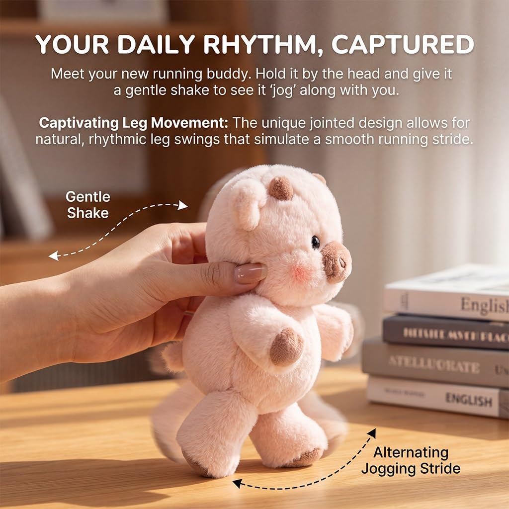 Running Plushie Stress Relief Pig Panda Cow Stuffed Animal Shaking Interactive Moving Legs Desktop Fidget Toy Soft Cuddly Pal Sensory Gift for Kids Adults Office Bedroom Home Nursery(E) - Image 4
