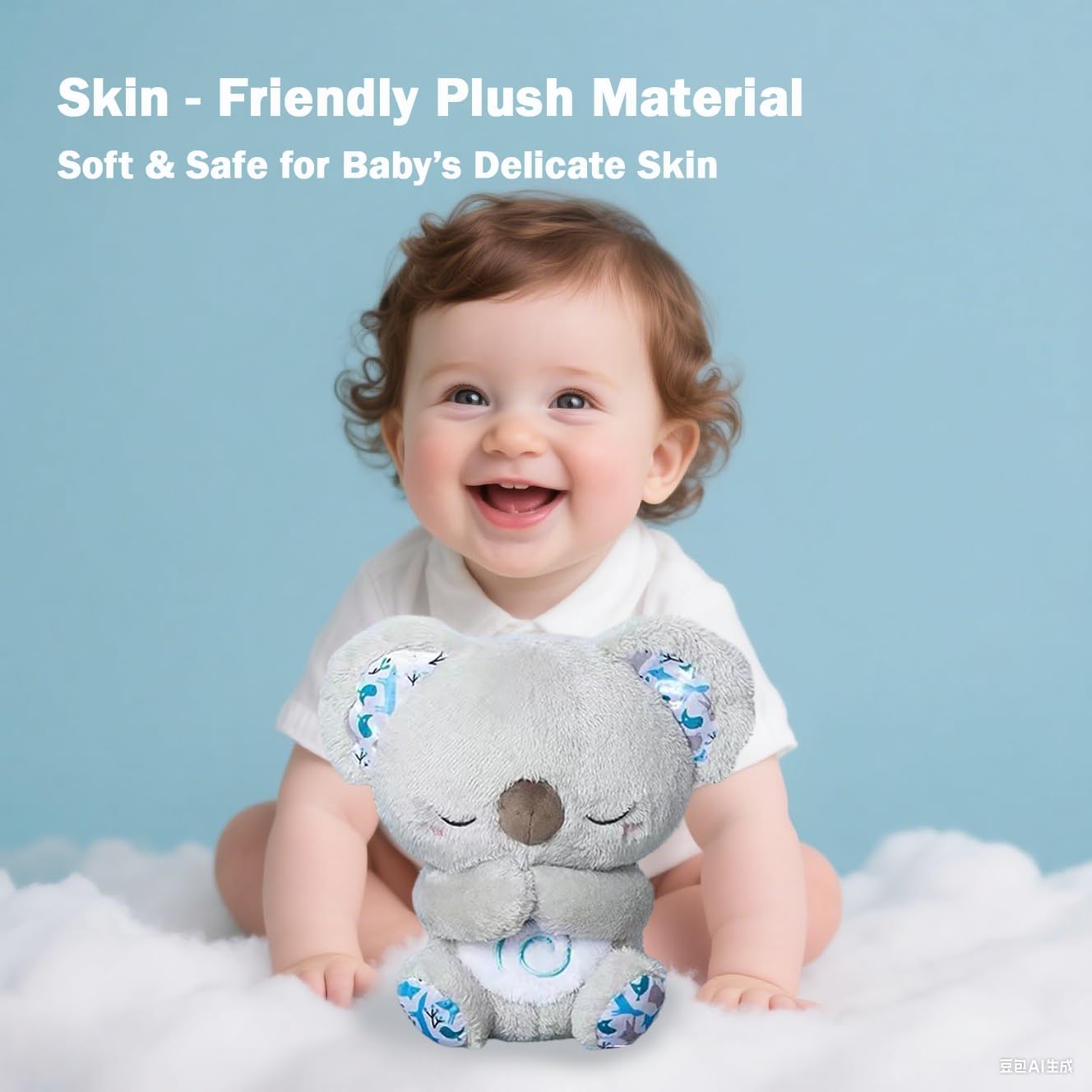 Anxiety Stuffed Animal - Relief Koala Bear for Adults & Kids, Soothing Plush with Breathing Motion, Calming Sleep Buddy, Music & Lights(self contained Battery) (Grey) - Image 2