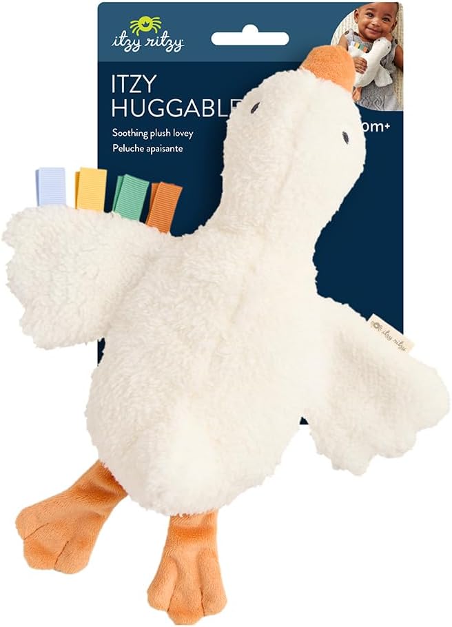 Itzy Ritzy Huggable Lovey – Soft Plush Baby Comfort Toy & Snuggle Companion with Sensory Ribbons - Machine Washable - Designed for Newborns & Toddlers (Goose) - Image 7