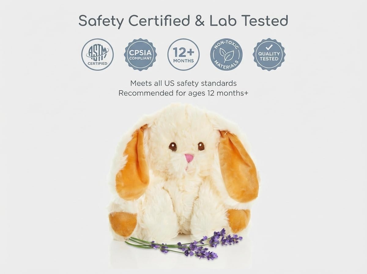 Bashful Bunny Microwavable Easter Stuffed Animal, Weighted Heatable and Coolable Lavender Scented Plush for Kids and Adults, 1.5 lb, Warm Pals - Image 7