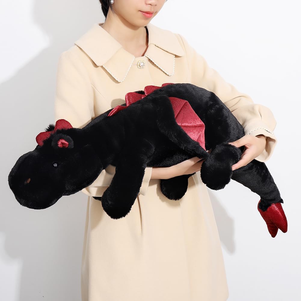 Weighted Dragon Stuffed Animal 10Lbs 43.3" Soft and Sturdy Weighted Stuffed Animals for Adults and Kids, Large Black Dragon Plush - Image 4