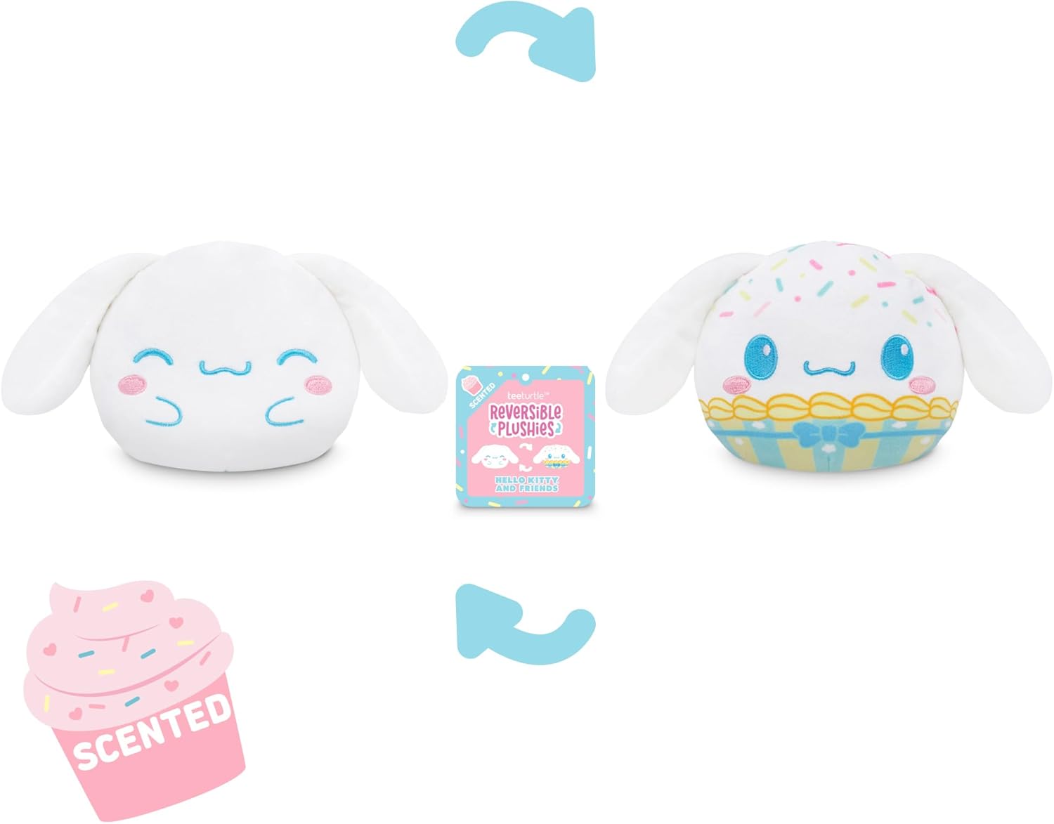 Teeturtle Hello Kitty and Friends Cinnamoroll Reversible 4" Cupcake Scented Plushie - Cute Kawaii Soft Sanrio Stuffed Animal - Smells Like Cake! - Image 3
