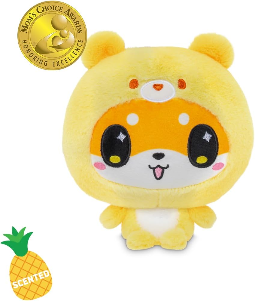 TeeTurtle Cloudheads Mochi The Shiba Inu Dog Plush - 5-Inch Pineapple Cake Scented Teddy Berries Stuffed Animal with Embroidered Details - Soft Cuddly Plush Toys for Kids, Teens, and Adults - Image 5