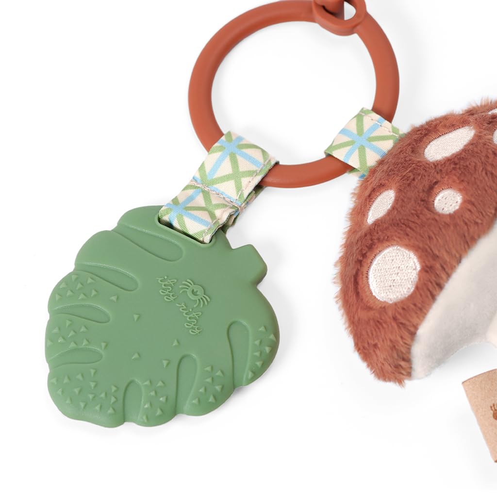 Itzy Ritzy Infant Toy & Teether - Itzy Pal Baby Teething Toy Includes Lovey, Crinkle Sound, Textured Ribbons & Silicone Teether Toy for Newborn (Mushroom) - Image 2