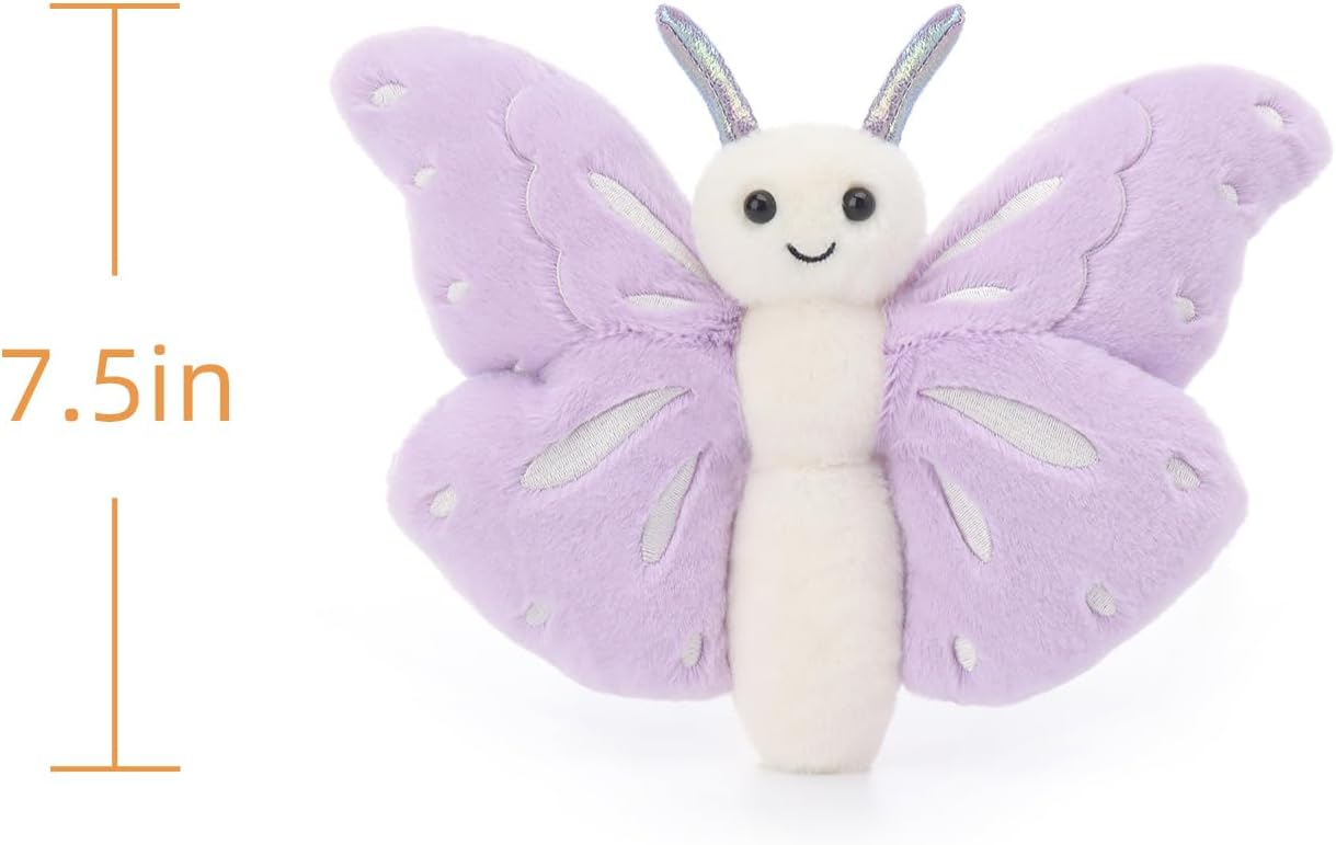 Apricot Lamb Purple Butterfly Stuffed Animals for Kids, Soft Cute Plush Toys for Baby Girl and Boy, 7.5 Inches - Image 8