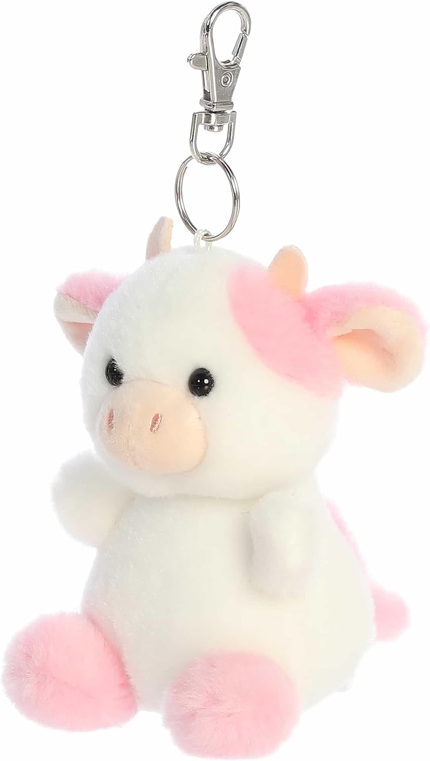 Aurora® Adorable Palm Pals™ Belle Strawberry Cow™ Clip-On- Fun Collectible Plush for Kids and Adult Collectors - Perfect for Backpacks and Birthday Gifts - White 4 Inches - Image 6