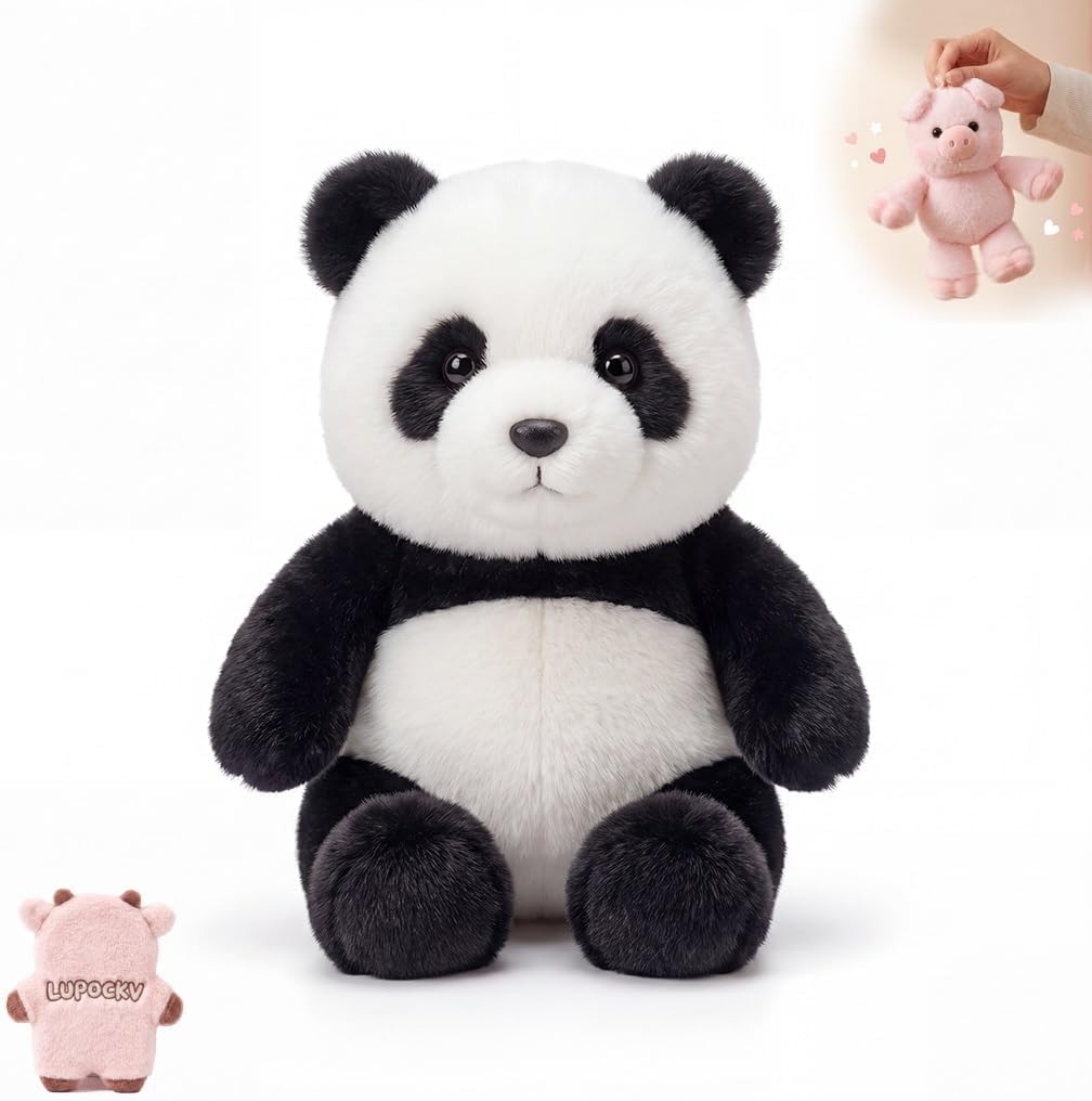 Running Plushie Stress Relief Pig Panda Cow Stuffed Animal Shaking Interactive Moving Legs Desktop Fidget Toy Soft Cuddly Pal Sensory Gift for Kids Adults Office Bedroom Home Nursery(E)