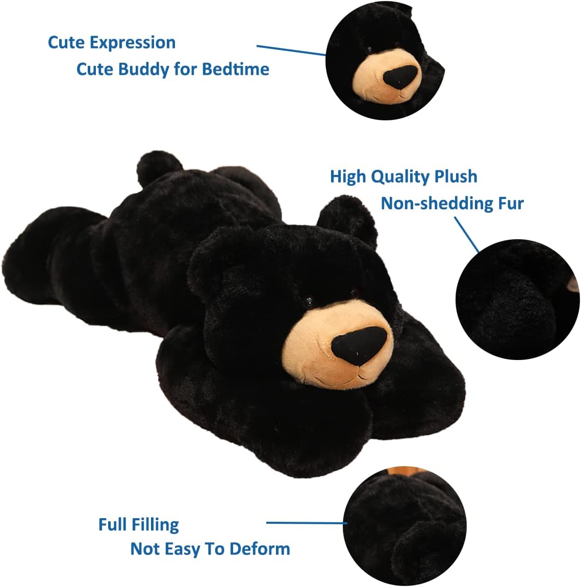 Doireum Weighted Stuffed Animal, 6.2 lbs Black Bear Plush Toy & Throw Pillow Gift for Boys & Girls, 29.5 inch - Image 3