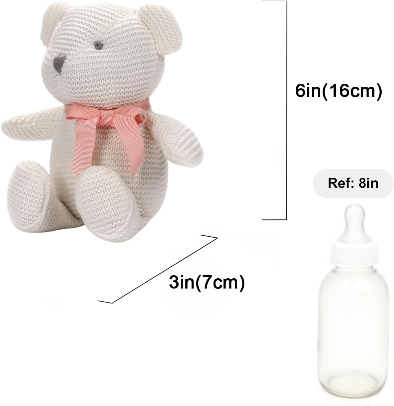 FLUFFYFUN 100% Organic Cotton White Teddy Bear Plush, 6.5" Baby Stuffed Animal for Newborn - Image 2