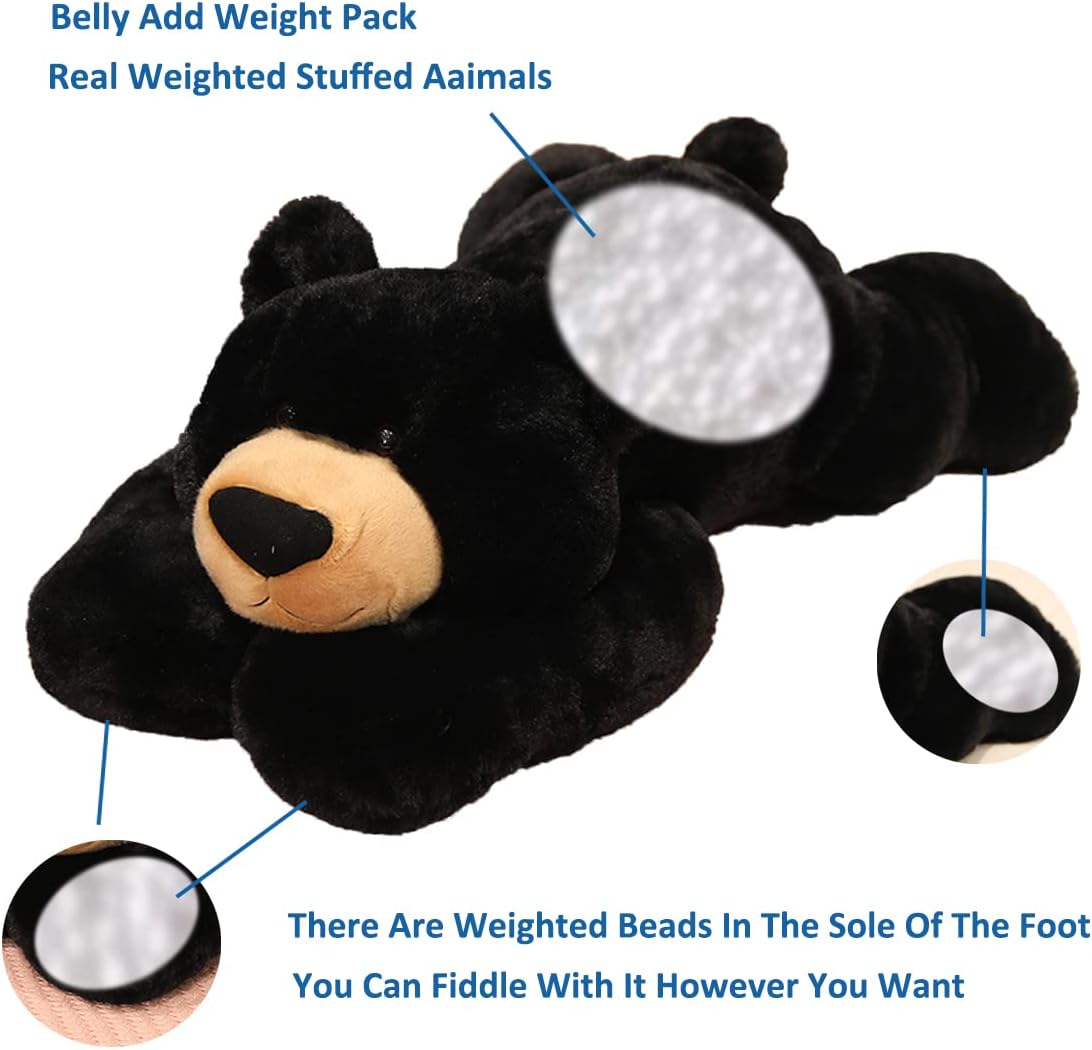 Doireum Weighted Stuffed Animal, 6.2 lbs Black Bear Plush Toy & Throw Pillow Gift for Boys & Girls, 29.5 inch - Image 2