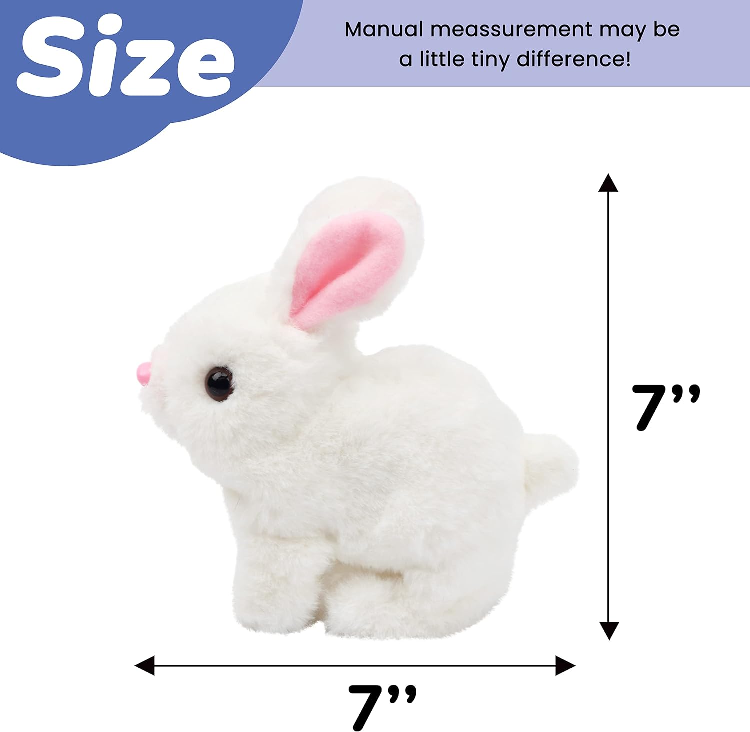 Hopearl Hopping Rabbit Interactive Electronic Pet Plush Bunny Toy with Sounds and Movements Animated Walking Wiggle Ears Twitch Nose Gift for Toddlers Birthday, White, 7'' - Image 2