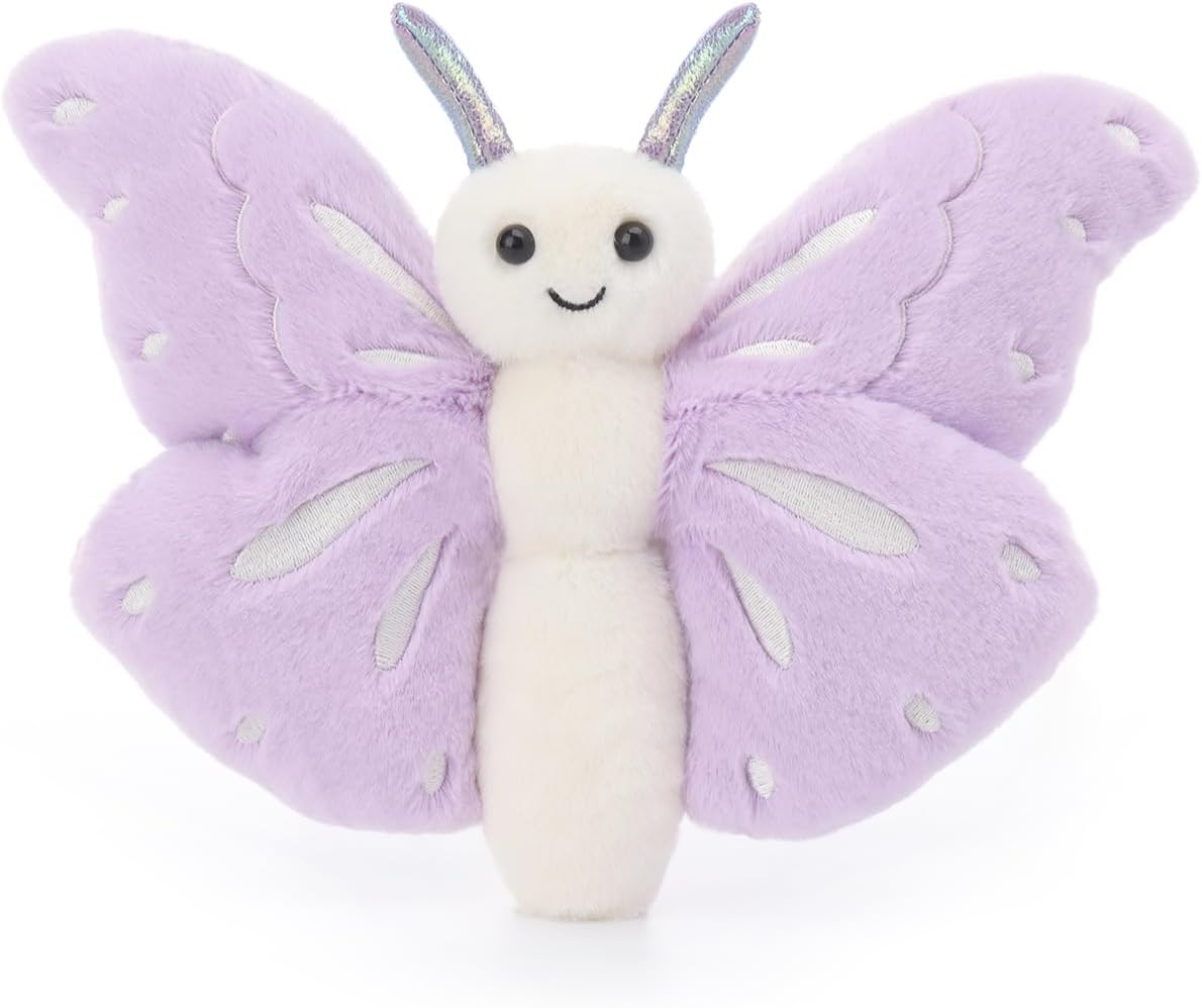 Apricot Lamb Purple Butterfly Stuffed Animals for Kids, Soft Cute Plush Toys for Baby Girl and Boy, 7.5 Inches