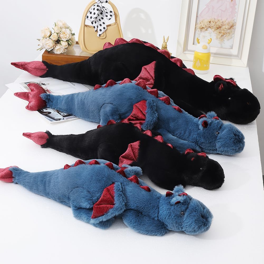Weighted Dragon Stuffed Animal 10Lbs 43.3" Soft and Sturdy Weighted Stuffed Animals for Adults and Kids, Large Black Dragon Plush - Image 3