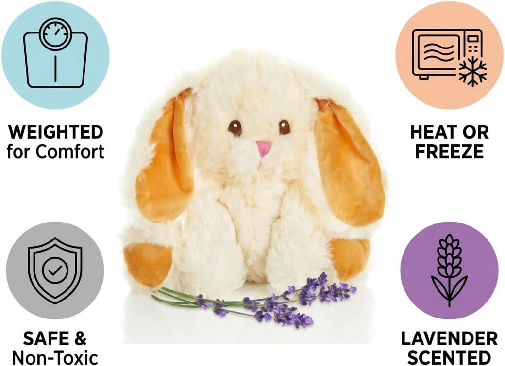 Bashful Bunny Microwavable Easter Stuffed Animal, Weighted Heatable and Coolable Lavender Scented Plush for Kids and Adults, 1.5 lb, Warm Pals - Image 6