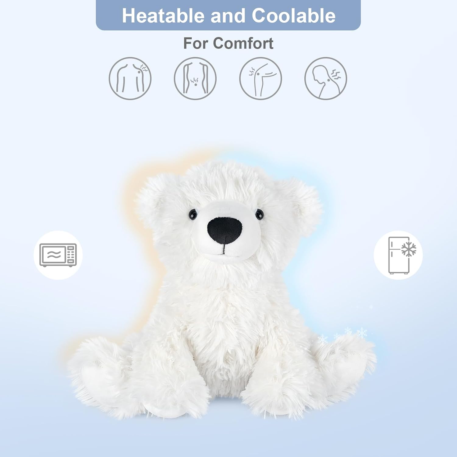 SuzziPals Warming Polar Bear Stuffed Animal, Microwavable Heating Pad for Soothing & Stress Relief, Stuffed Bears Plush Toys with Lavender Scent, Plushies White Bear Gifts Kids & Adults - Image 3