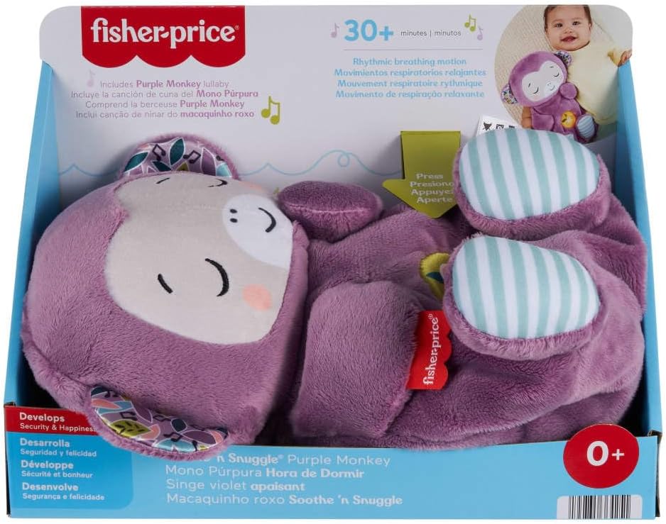 Fisher-Price Baby Toy Soothe ‘n Snuggle Purple Monkey Plush Portable Sound Machine with Breathing Motion & Lights for Newborns Ages 0+ Months - Image 6