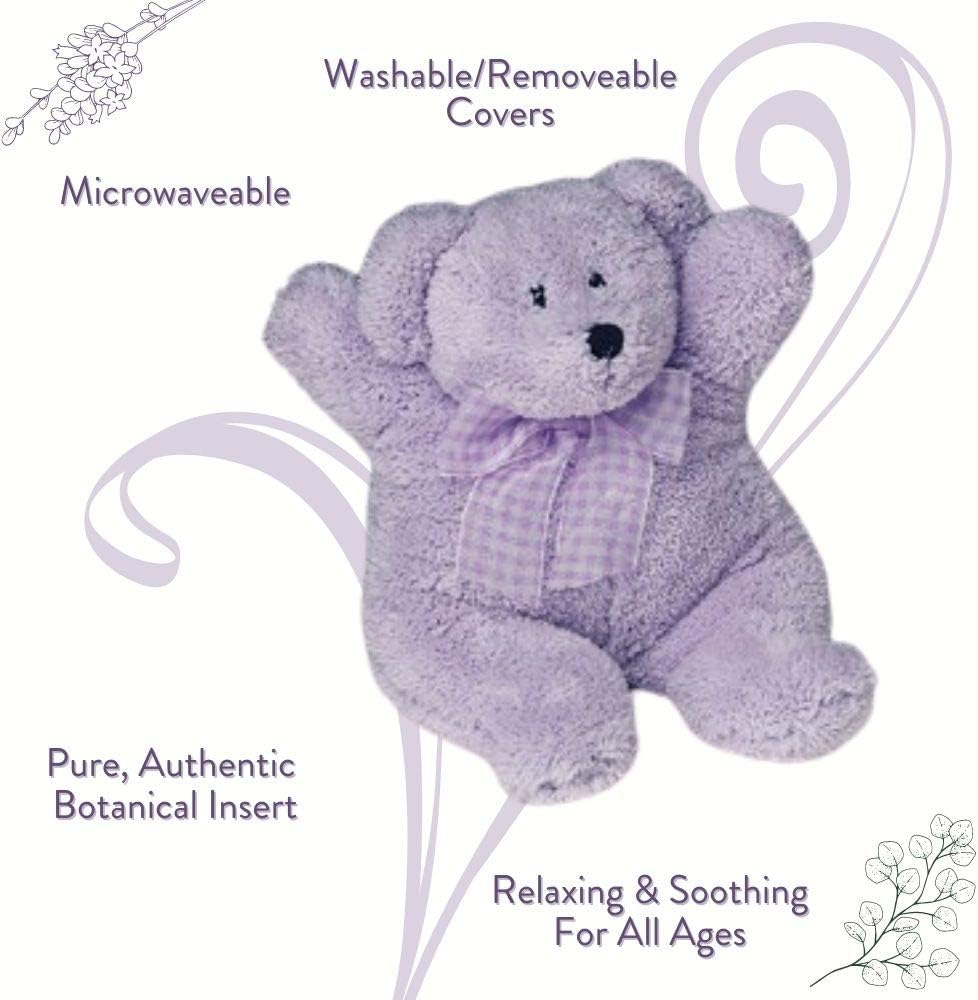 Sonoma Lavender Microwaveable Aromatherapy Pillow, Plush Bear, Lavender Scented with Removable Washable Cover, Lou The Lavender Bear - Image 3
