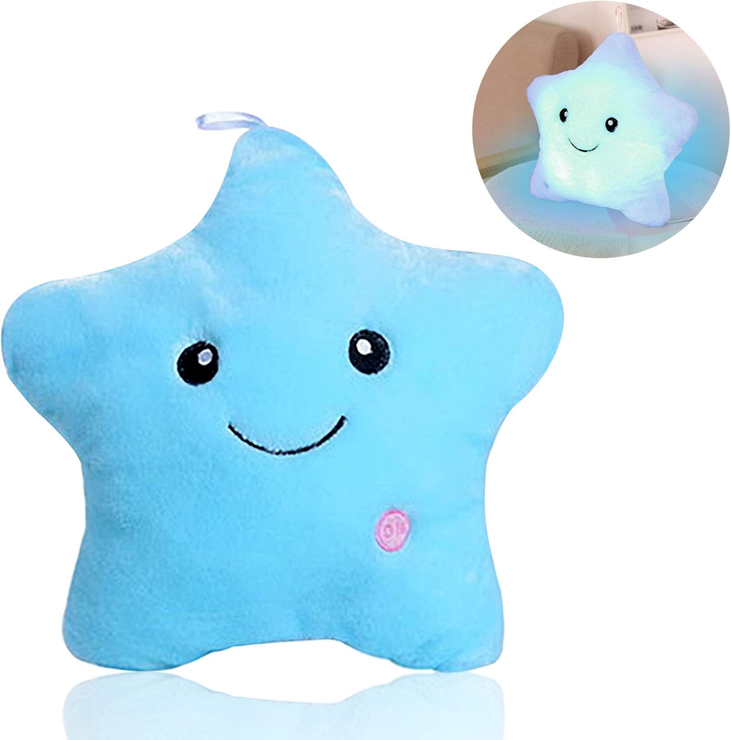 Creative Twinkle Star Glowing LED Night Light Up Plush Pillows Stuffed Toys Birthday Gifts for Kid Children Friends,Couch Bed Throw Pillows Decorative Light Blue Throw Pillow Covers - Image 5
