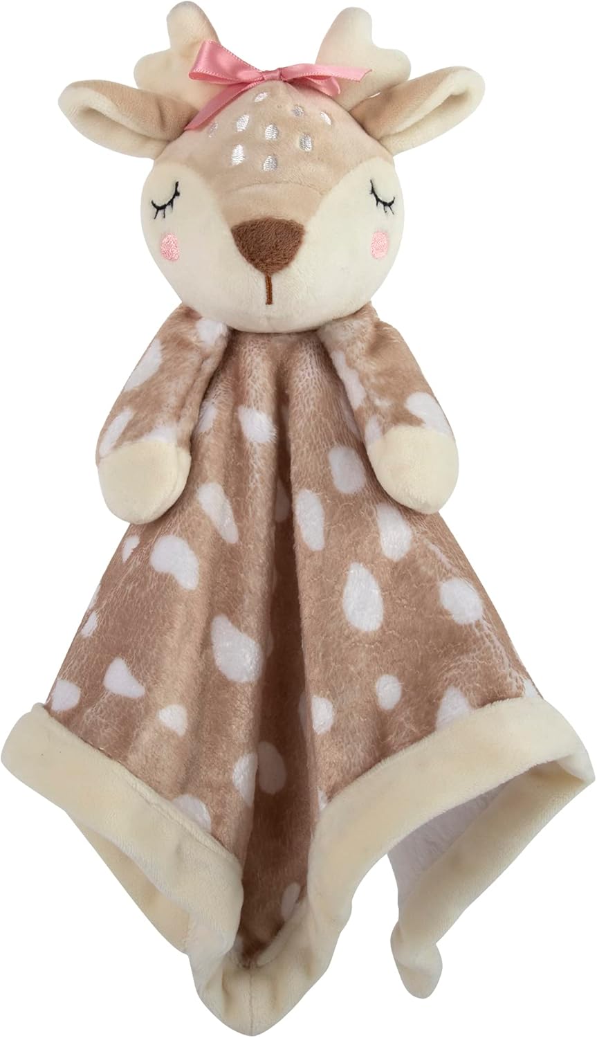 Baby Essentials Minky Animal Lovey Snuggler Blanket with Plush Deer – Soft Security Blanket for Babies, Toddlers, Boys & Girls, Gender Neutral (Freckled Fawn)