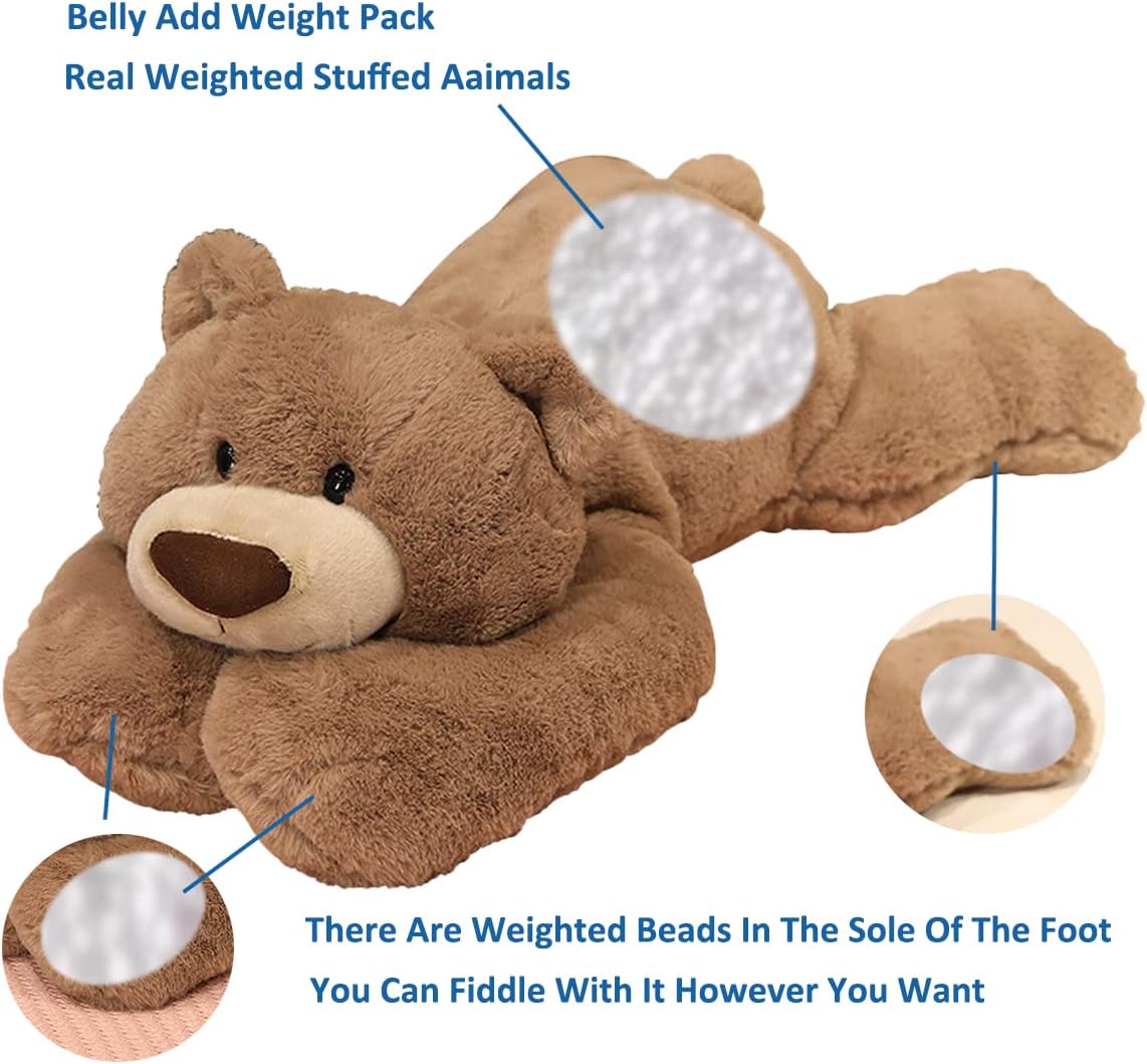 Doireum Weighted Stuffed Animals, 6.2 lbs Weighted Bear Stuffed Animal Toy Brown Bear Weighted Plush Animals Throw Pillow Gifts for Boys Girls, 29.5 inch - Image 2