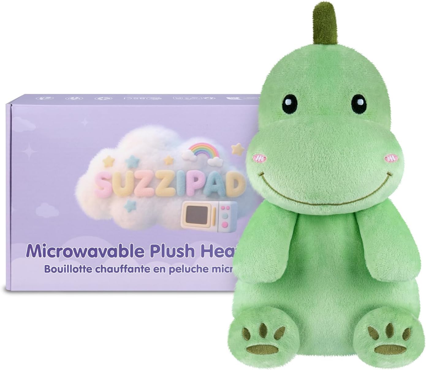 Dinosaur Microwavable Heating Pad for Belly, Neck & Shoulders, Heatable Plush with Moist Heat, Removable Plush Cover, Unscented Natural Fill, Adorable Surprise Present, 6.88" x 10.6", 1.46 lb - Image 8