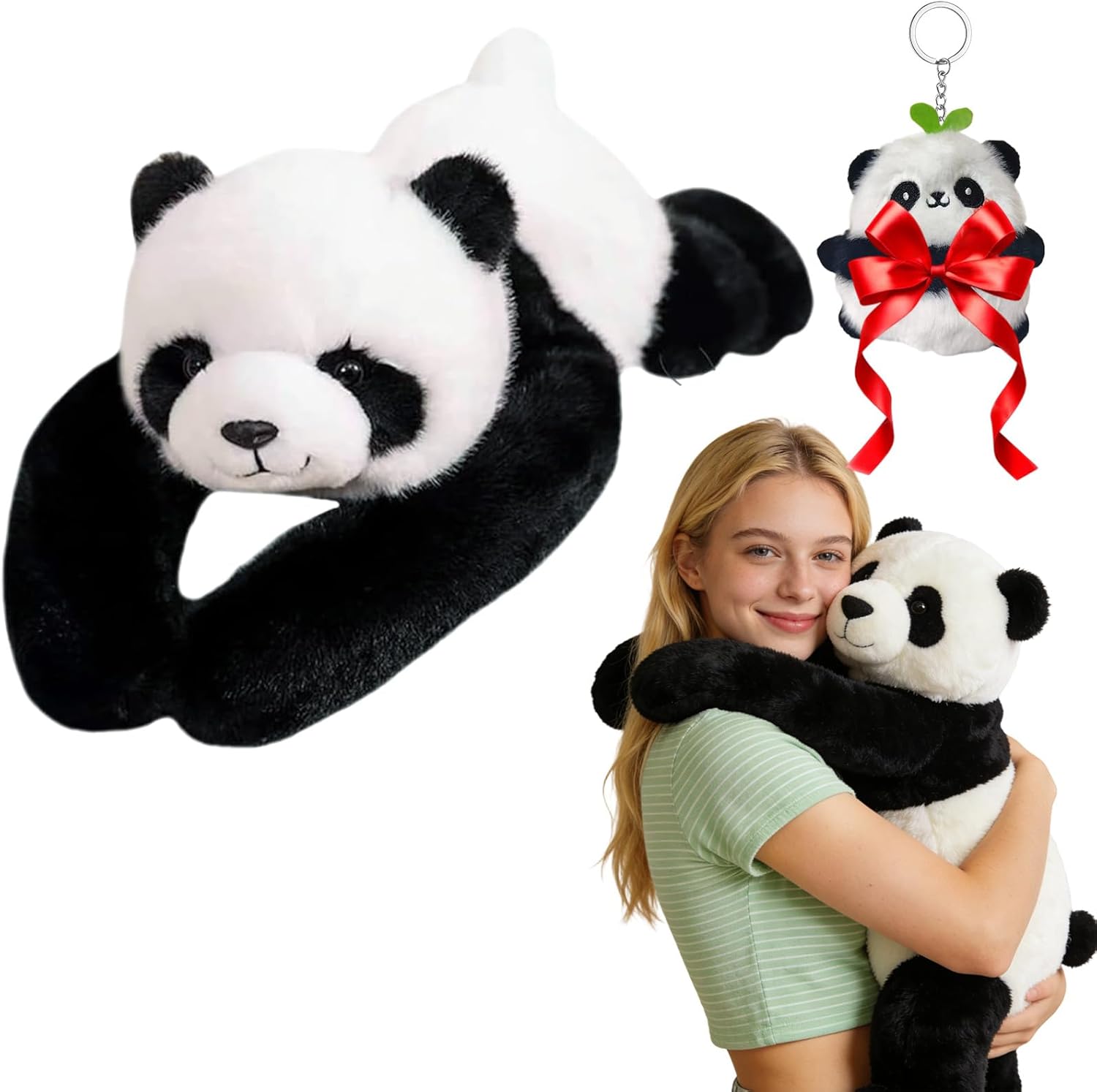 Weighted Stuffed Animal, Weighted Hugging Stuffed Animal with Extra-Long Hugging Arms, Soft Huggable Stuffed Animal for Relaxation and Comfort, For Home, Work & Travel (Panda, 11.8'')