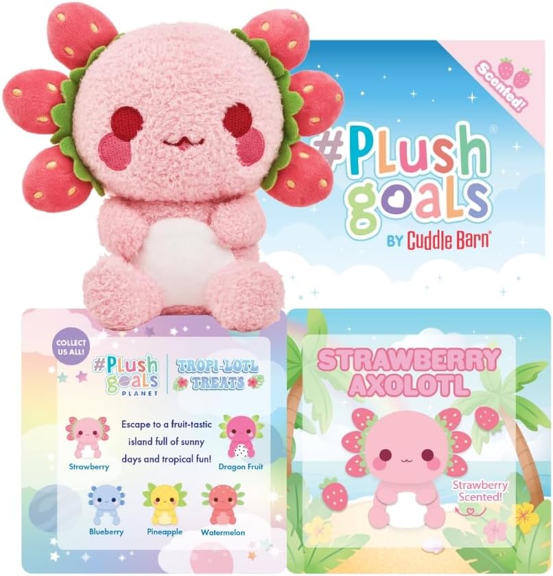 Scented Plush - Lil Strawberry Axolotl by PlushGoals | Cute Pink Plushie with Yummy Berry Scent | Kawaii Fruit Themed Stuffed Animal | Great Valentines Holiday Birthday Gift for Girls, Women - 6" - Image 3