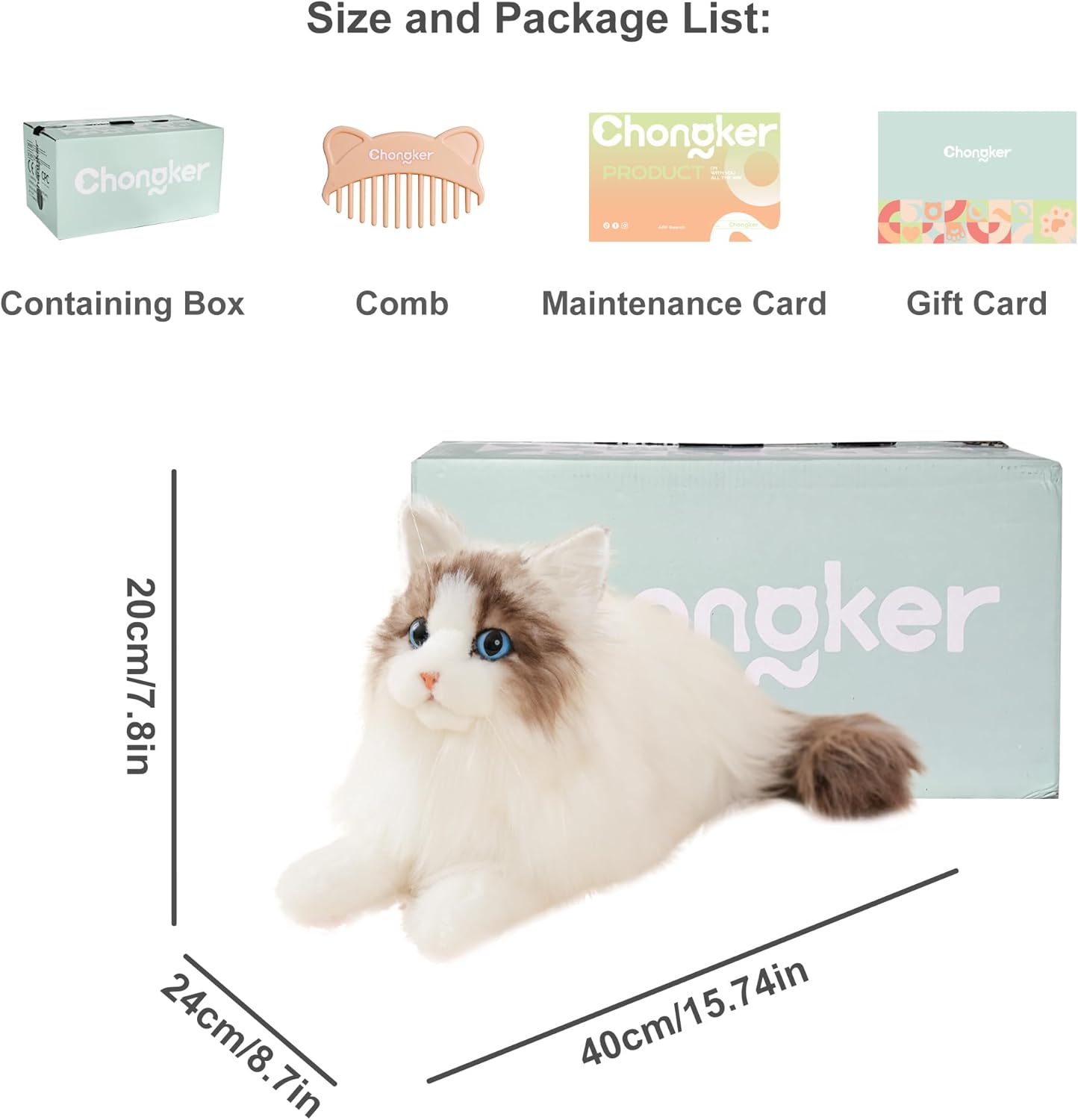 Chongker Stuffed Animals Handmade Realistic Cat Plush Toy for Elderly Adults Women Kids Cat Pet Lover Surprise Gifts - Image 2