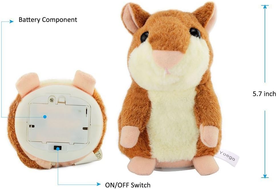 Talking Hamster Repeats What You Say Interactive Stuffed Plush Animal Talking Toy,Perfect Toy Gifts for Boys Girls Age 3+ (Brown) - Image 4