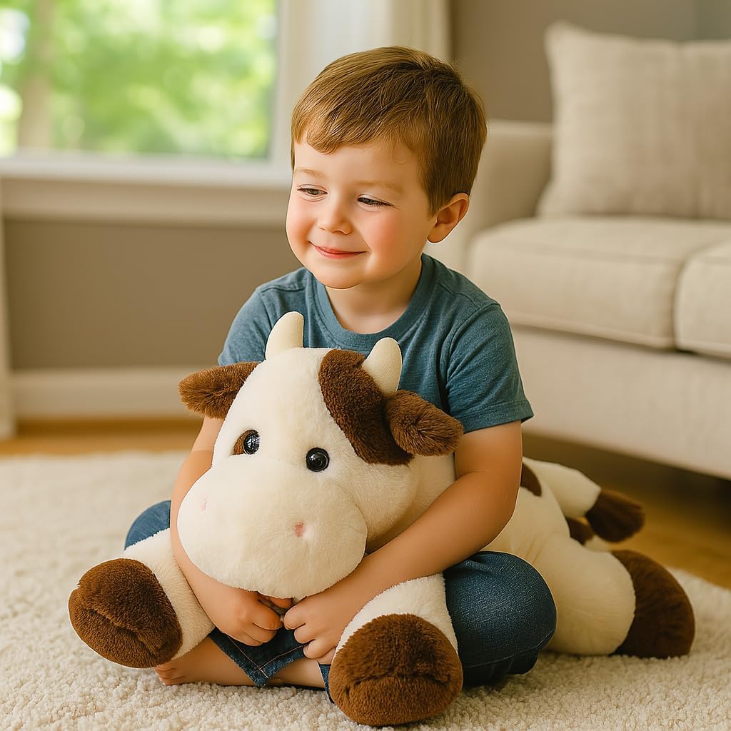 Weighted Cow Stuffed Animal Soft Weighted Plushes Cute Cow Plush Toy Birthday Gifts for Boys Girls Kids Adults (20" 3.3 lbs) - Image 5