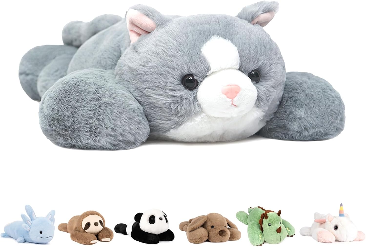 Niuniu Daddy Weighted Cat Stuffed Animals, 20 Inch 3.3 lbs Weighted Plushies, Heavy Calming Body Pillow for Sleeping, Sensory Lying Lap Pad Toy Huggable Gift for Kids and Adults
