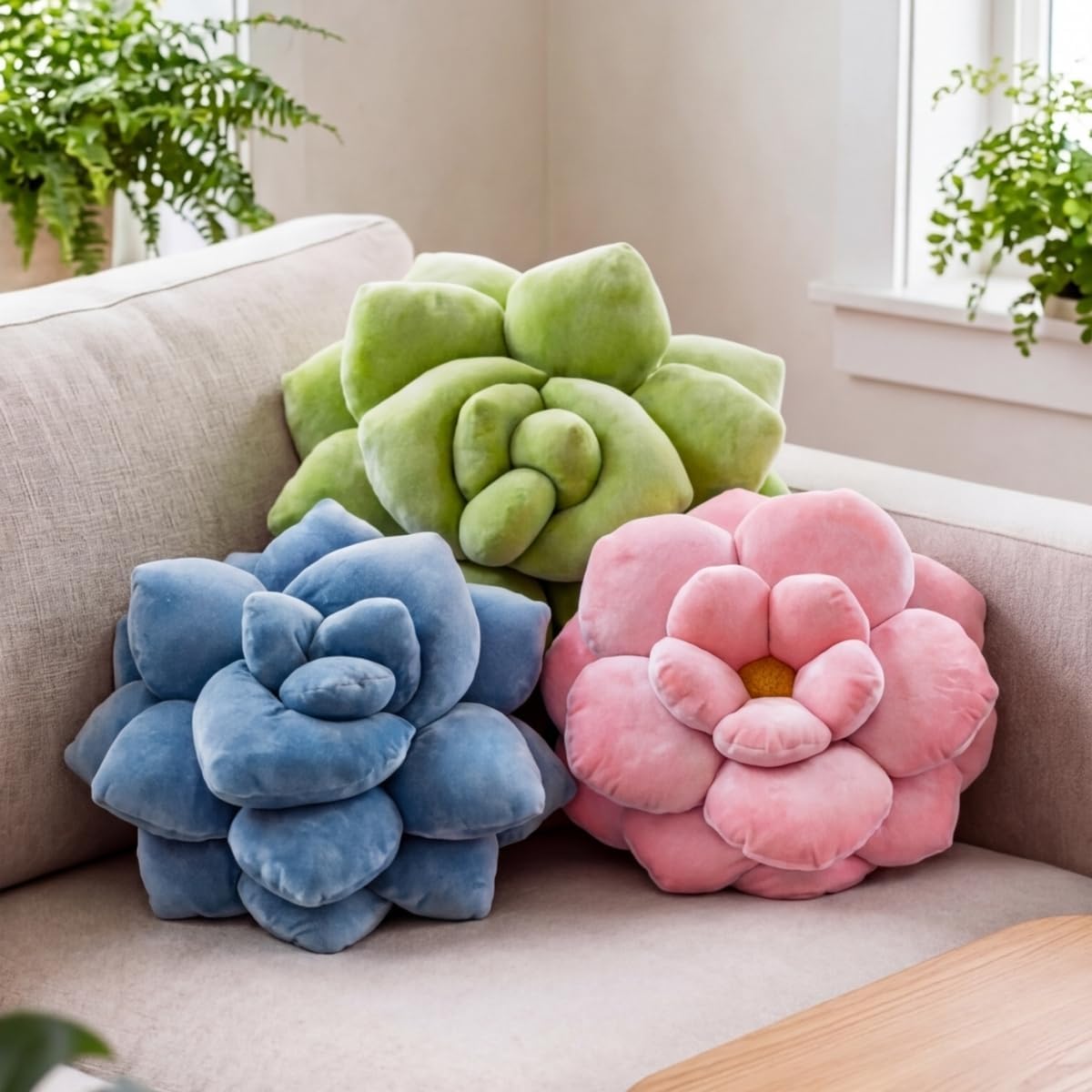 Green Philosophy Co. Succulent® Pillow 16" – Soft 3D Decorative Flower Throw Pillow, Unique Olive Green Plush Flower Cushion, Perfect for Couch, Sofa, Bedroom Decor, Gift for Plant Lovers - Image 8