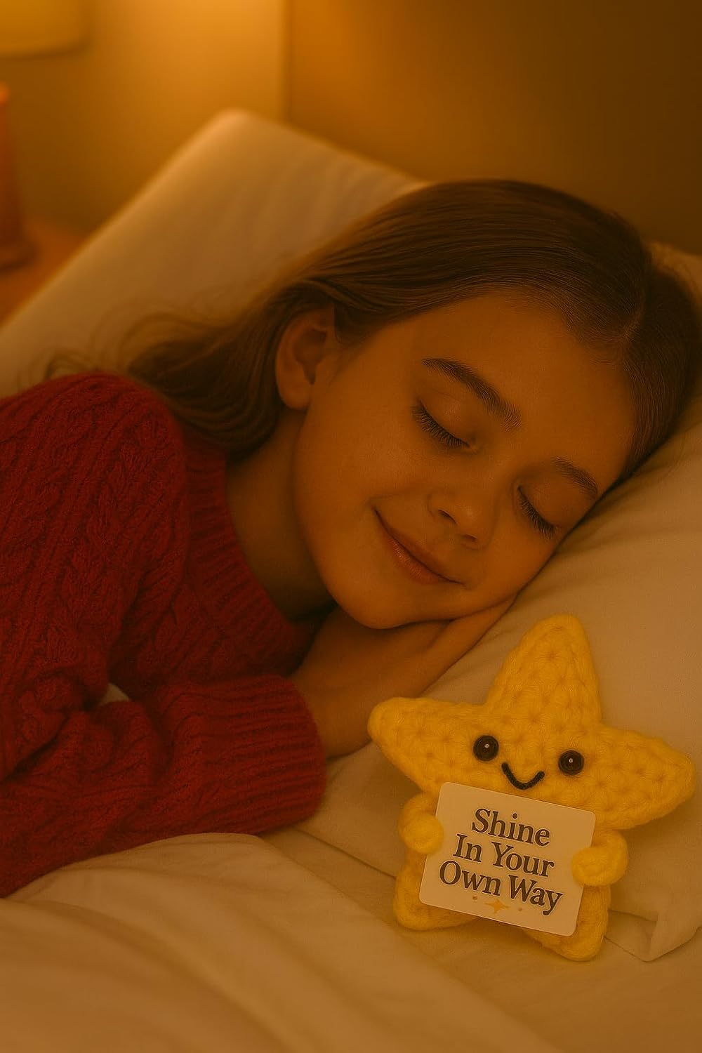 Handmade Crochet Positive Star Plushie, Adorable Yellow Emotional Support Companion with Gift Bag, Super Star Gift, Yellow Crochet Decor Perfect for Cuddles and Companionship,Cute Power-Up Style - Image 3