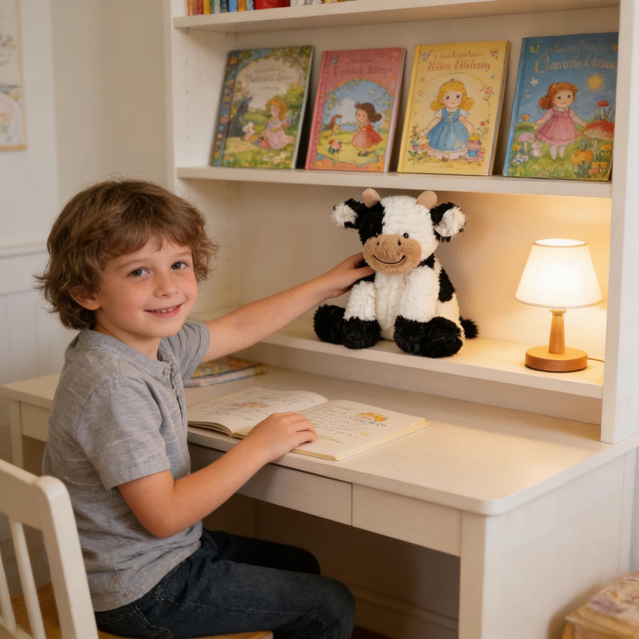 Hopearl Adorable Plush Cow Toy Floppy Dairy Cattle Soft Stuffed Animal Cute Birthday Gifts for Boys Girls Kids Toddlers, 9'' - Image 7