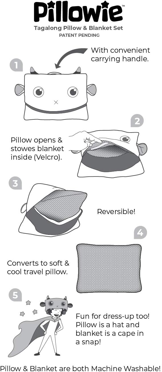Cute Travel Pillow and Blanket Set - Portable Comfort Item for Children - Violet - Image 3