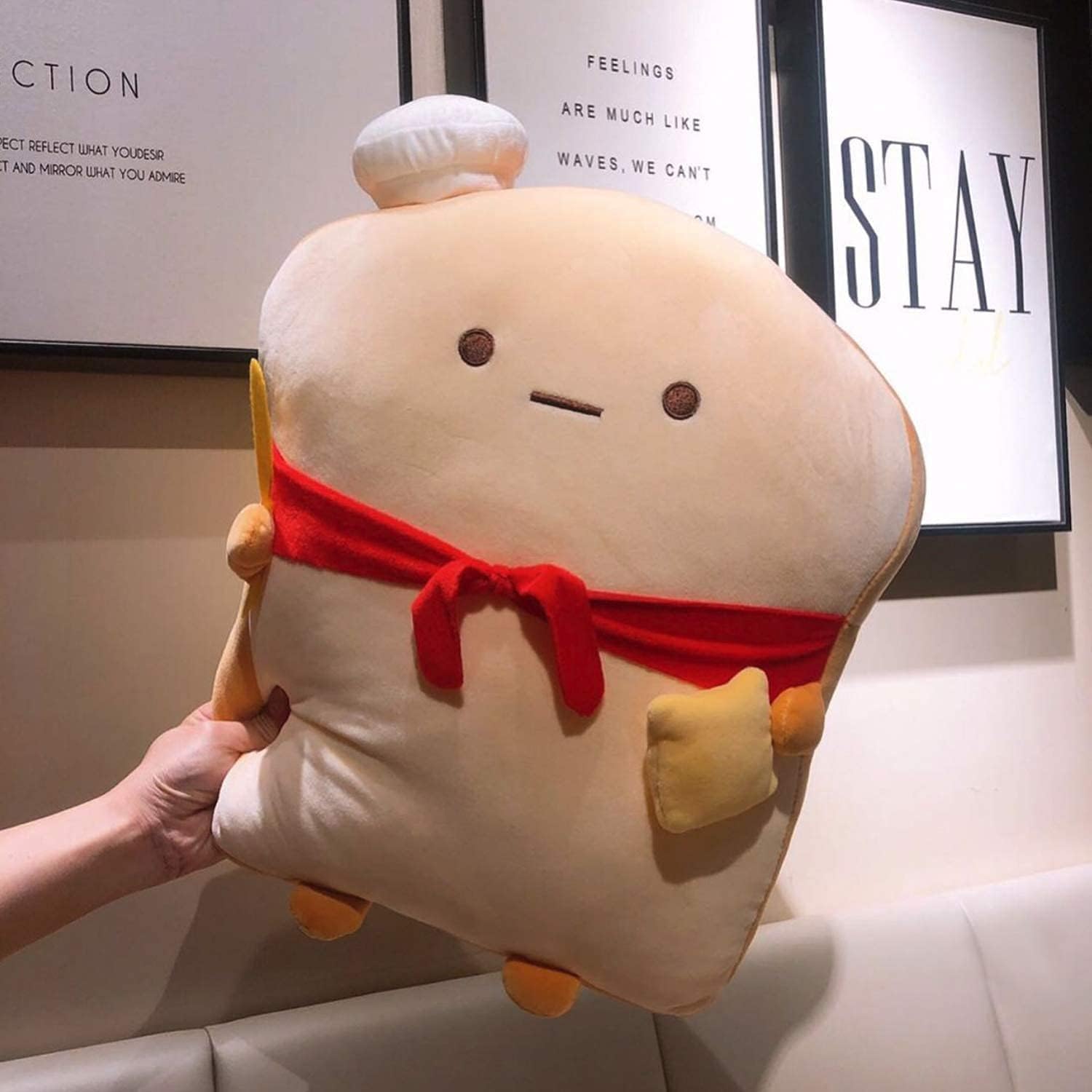 ARELUX 17.7in Funny Toast Bread Pillow,Cute Bread Shape Plush Hugging Pillow,Soft Toast Food Sofa Cushion for Home Decor,Plush Toy Gifts for Kids Birthday - Image 8