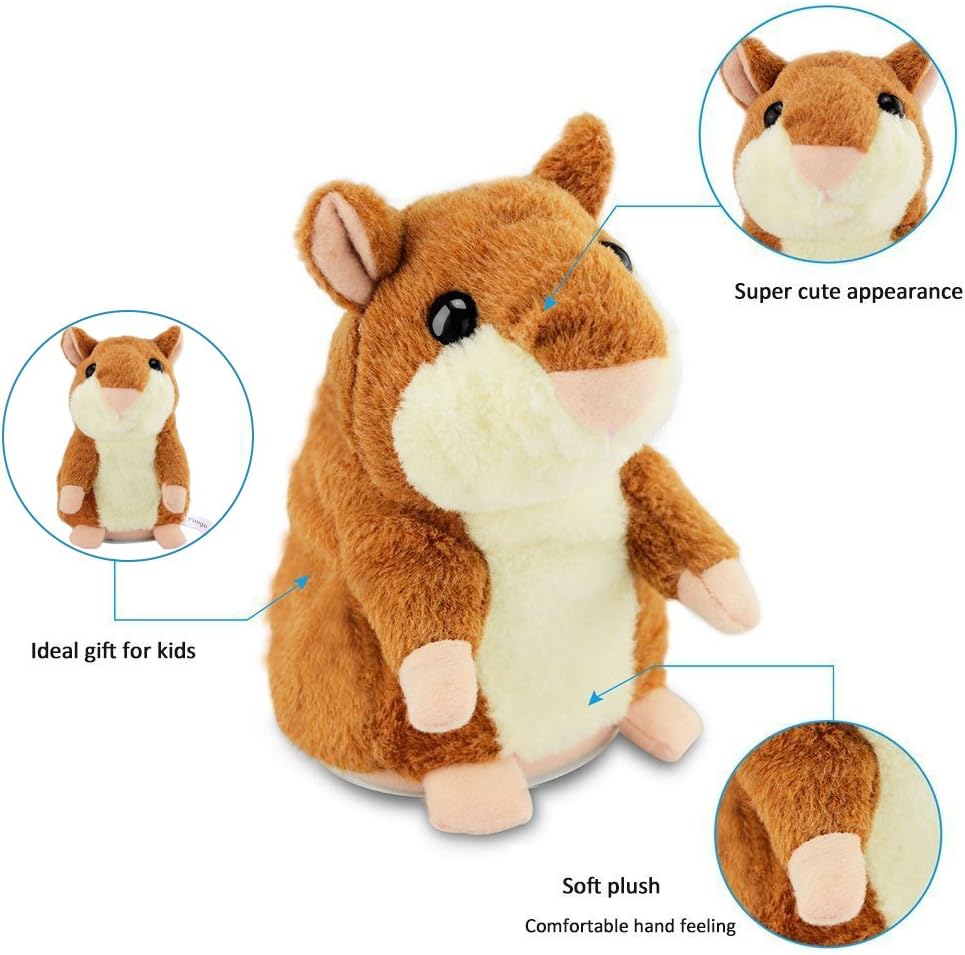 Talking Hamster Repeats What You Say Interactive Stuffed Plush Animal Talking Toy,Perfect Toy Gifts for Boys Girls Age 3+ (Brown) - Image 5