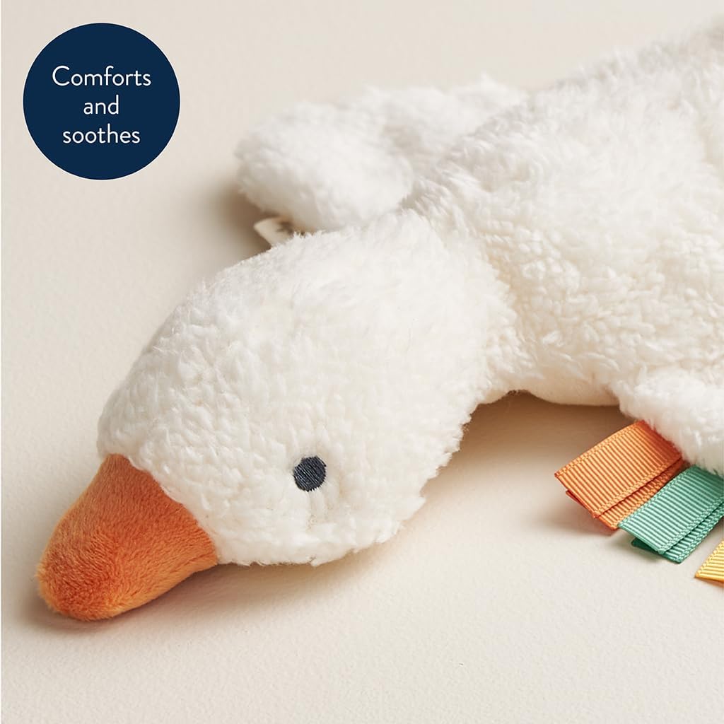 Itzy Ritzy Huggable Lovey – Soft Plush Baby Comfort Toy & Snuggle Companion with Sensory Ribbons - Machine Washable - Designed for Newborns & Toddlers (Goose) - Image 4