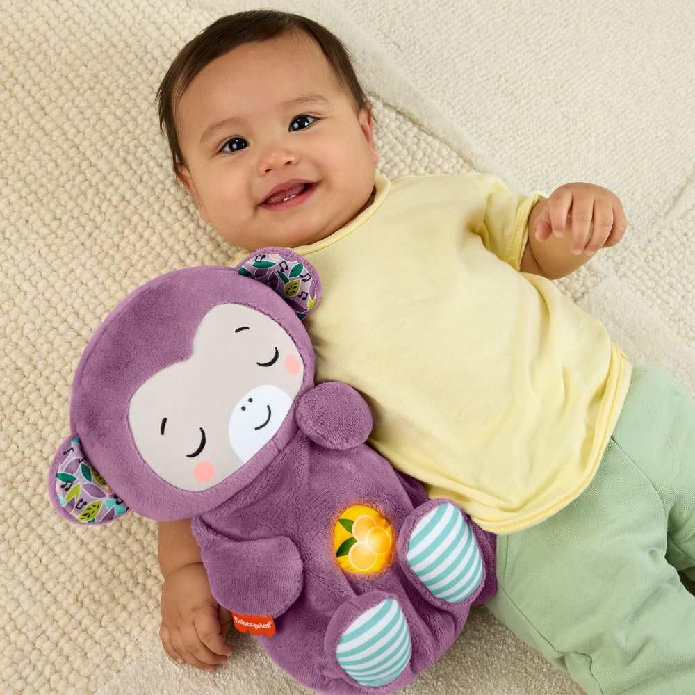 Fisher-Price Baby Toy Soothe ‘n Snuggle Purple Monkey Plush Portable Sound Machine with Breathing Motion & Lights for Newborns Ages 0+ Months - Image 7