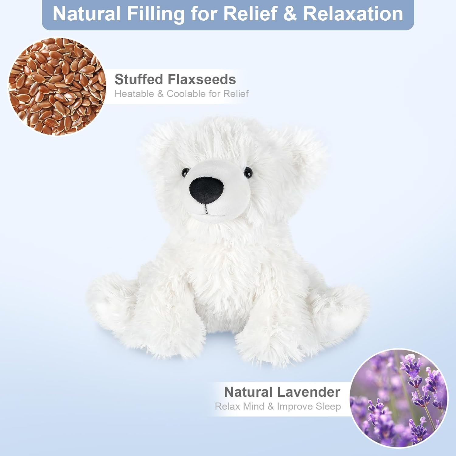 SuzziPals Warming Polar Bear Stuffed Animal, Microwavable Heating Pad for Soothing & Stress Relief, Stuffed Bears Plush Toys with Lavender Scent, Plushies White Bear Gifts Kids & Adults - Image 2