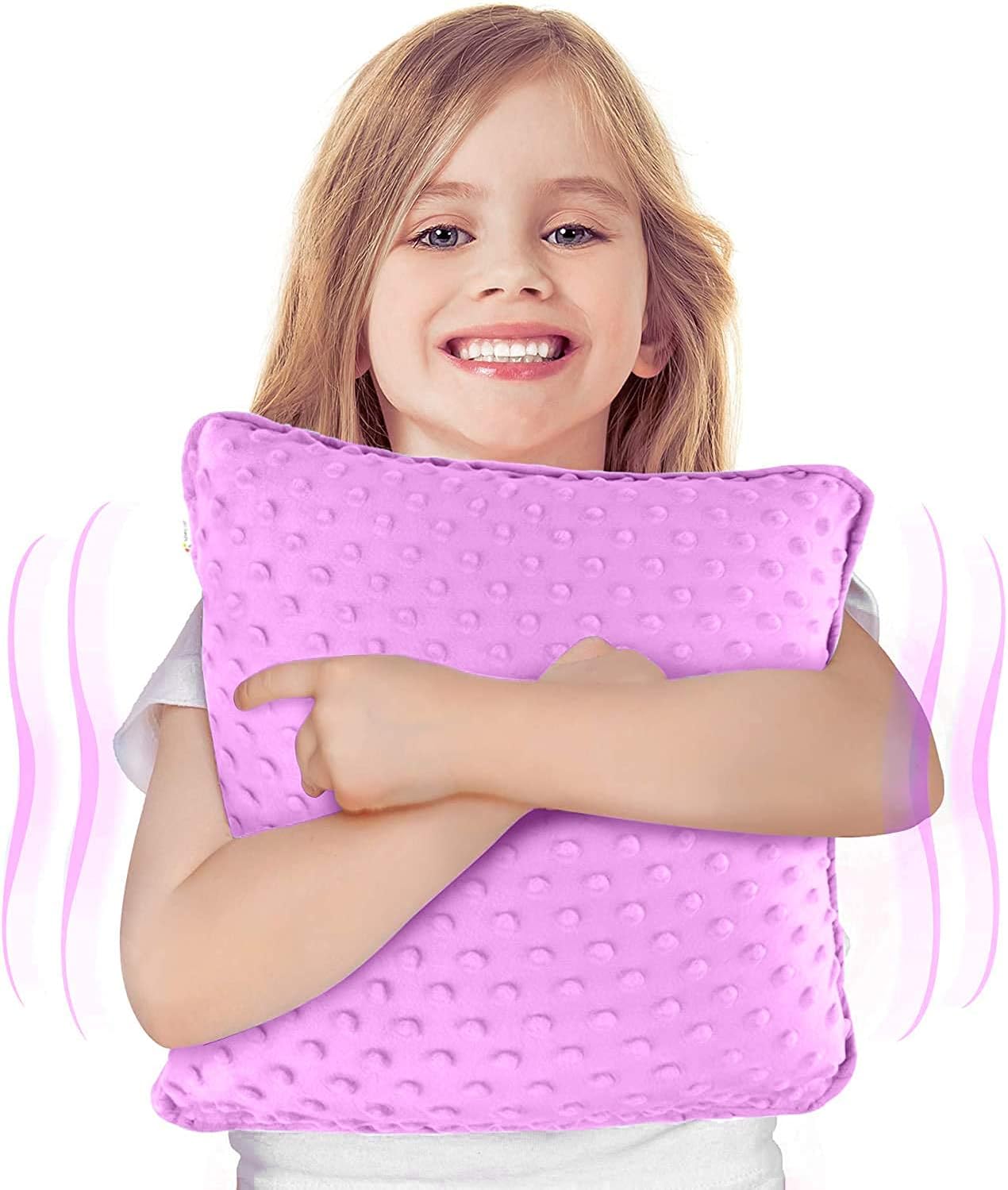 Special Supplies Vibrating Pillow Sensory Pressure Activated for Kids and Adults, 12” Plush Minky Soft Cover, Textured Therapy Stimulation Bumps-Vibrations, Music & Voice Recording (Purple)